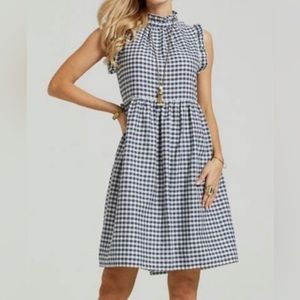 NWT SUZANNE BRETO GINGHAM SLEEVELESS DRESS